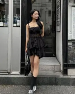 アシメフリルティアードミニスカート