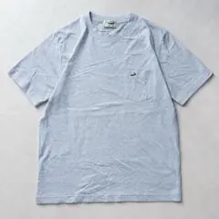 クロコダイル ワンポイント刺繍 ポケットTシャツ サックスブルー 綿100% Mのサムネイル