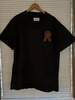 doublet クマ刺繍ポケット付き黒Tシャツ