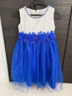 ドレス　ワンピース　青　白　120cm〜130cm 女の子