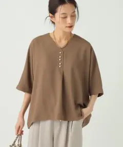 美品】ノーリーズ 楊柳サテン2WAYギャザーブラウス シャツ トップス 