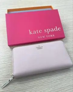 【極美品】ケイトスペード ピンク レザー ラウンドジップ長財布 シボ革 箱付き◇