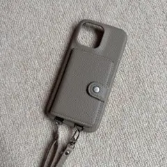 グレー スマホショルダーストラップ 合成皮革