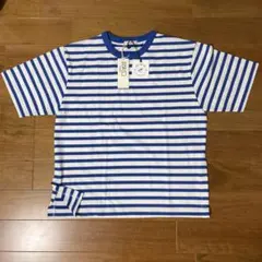 [新品]studio CLIP 青と白のストライプ Tシャツ Mサイズ