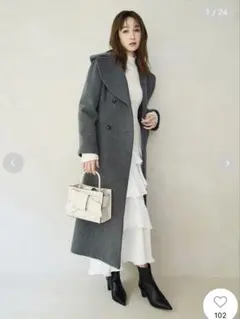 フレイアイディー ビッグカラーウールコート