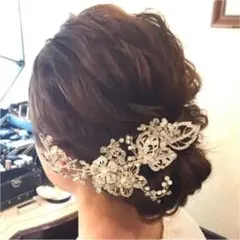 ウェディング　ヘッドドレス　リーフ フラワービジュー ボンネ