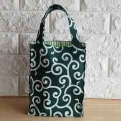 紙袋風トートバッグ【唐草柄緑色】✻ハンドメイド✻