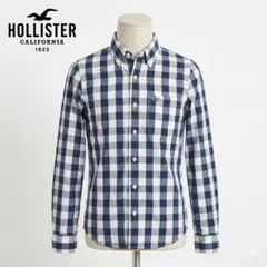 Hollister ギンガムチェック 長袖シャツ M ネイビー 綿100%