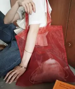 SLOBE IENA シアー トートバッグ 赤のサムネイル