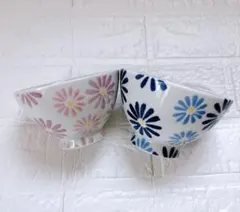 波佐見焼 花柄夫婦飯碗 2個セット
