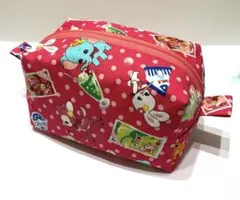 ハンドメイド　ボックスポーチ　　　　　キャラメルポーチ　はいから横丁