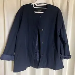ネイビー ノーカラージャケット