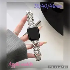 【新品】シックで大人重厚感が高見えApple Watch バンドチェーンシルバー
