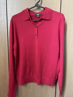ユニクロ UNIQLO メリノポロセーター 赤