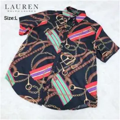 奇抜✨LAUREN RALPH LAUREN/チェーン/ベルト/総柄　半袖シャツのサムネイル