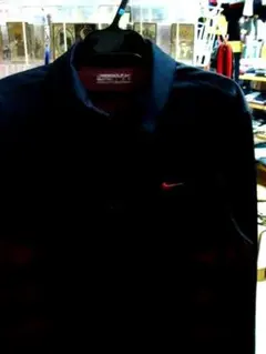 NIKE GOLF ナイキゴルフ ポリエステル 長袖ポロシャツ ネイビー (L)