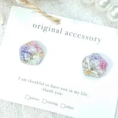#4125/ハンドメイド♡押し花ドライフラワーレジンピアス