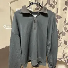 グレー ハーフジップ スウェット Loose