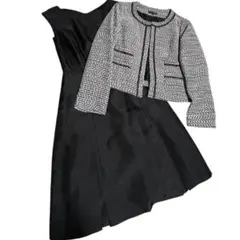 ESPRITMURツイードジャケットワンピースセットアップノーカラーAライン