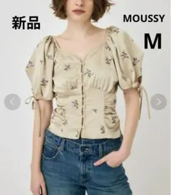 moussy バタフライスリーブブラウス 花柄ブラック - メルカリ 美品 