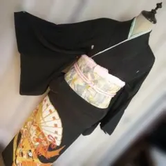 正絹【新品、未使用】極上逸品【トールサイズ】本金箔手描き友禅黒留袖フルセット6点 トールサイズ】 正絹【極上逸品】金彩手描き友禅手刺繍色留袖