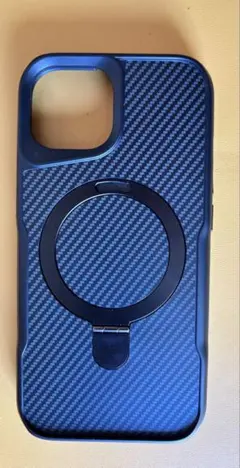 ネイビー iPhone15ケース マグネットリング付き