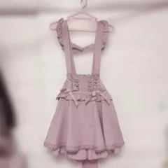 LIZLISA レースアップサスペンダー付スカパン ピンク