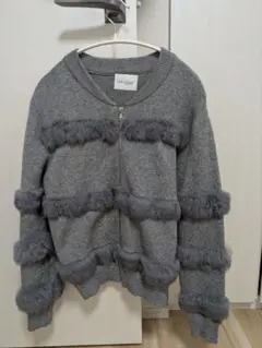 最終値下げ【新品未使用】ファーニットトップス　カーディガン　ジップブルゾン