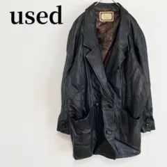 used 古着 レザージャケット コート ブラック アメカジ 古着コーデ