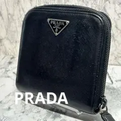 週末Sale！　PRADA サフィアーノレザー二つ折り財布黒のサムネイル