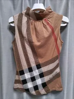 バーバリー　メガ ノバチェック　ノースリーブ　ハイネック　ブラウン