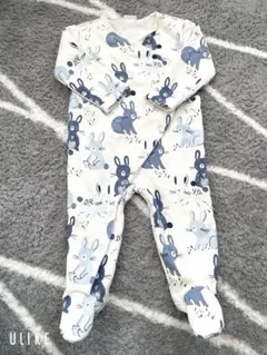 nextベビー　ブルーウサギ柄裏地フリースロンパース 95cm未満