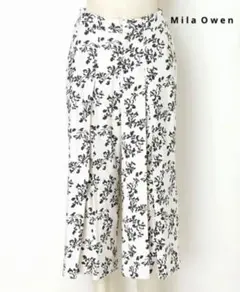 美品 Mila Owen ミラオーウェン クロップド ワイドパンツ ボタニカル柄
