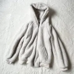 エモダ ふわもこ フード ブルゾン ボア アイボリー アウター ジャンパー F