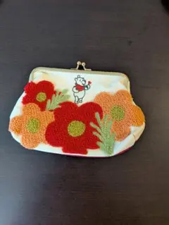 곰돌이 푸 がま口ポーチ 花柄刺繍