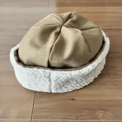 ハンドメイド ベージュ ベレー帽 フリース混合