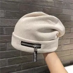 ニット帽 ジッパー 韓国 ストリート メンズ レディース キャップ　シンプル