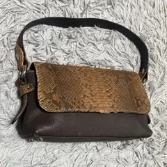 ハンドバッグ マット本革✖️パイソン革 ブラウン トート デパート購入 