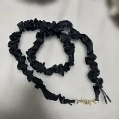 スマホショルダーストラップ ブラック ギャザーデザイン