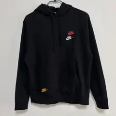 【人気】Nike パーカー L ブラック 刺繍ロゴ スウッシュ フーディー
