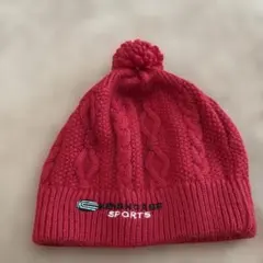 赤 ニット帽 ポンポン付き FREEサイズ