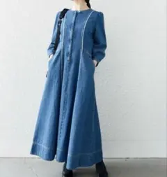 美品✩シップスエニィ シップス ワンピース シームフロントジップデニムワンピース