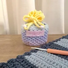 【最終価格】ギフトボックスみたいなミニ巾着 イエロー×ブルー×パープル