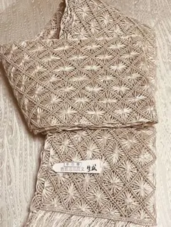 誉田屋源兵衛 芭蕉半幅帯通風段文 生成り色