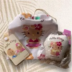 日焼けハローキティ 巾着袋とぬいぐるみキーホルダーの3点セット