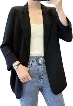 レディース テーラードジャケット ゆったり オフィス ジャケット シフォン