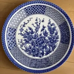 大皿　紺と白　昭和レトロ　ヴィンテージ　古道具