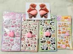 犬の腹デザイン2枚＋ぷにぷに3D立体シール4枚セット 韓国風デコシール 6枚入り
