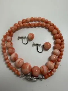 珊瑚 ネックレス イヤリング セット　☺︎