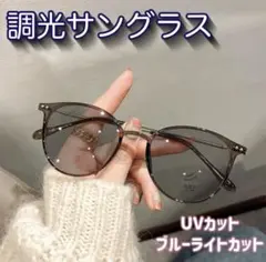 2way サングラス グレー 自動調光 UVカット&ブルーライト対応 日差し対策